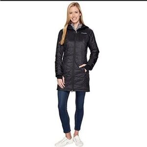 Columbia Black Quilted Puffer Mighty Lite Omni-Heat Mid Length Jacket Coat - L